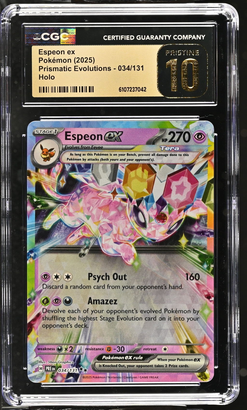 CGC Pristine 10 Espeon ex #34