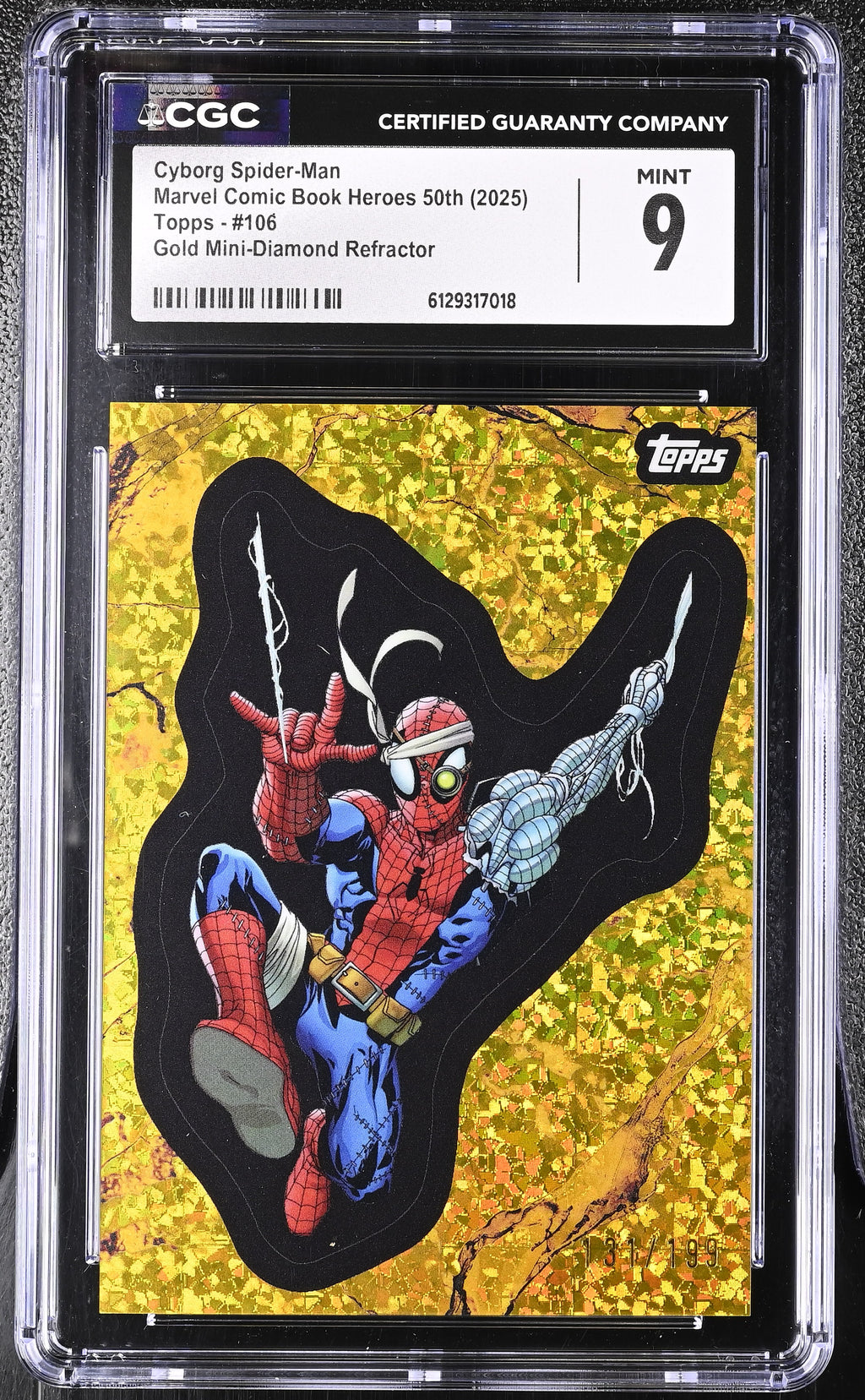 CGC 9 2025 Topps Comic Book Heroes #106 Cyborg Spider-Man Gold Raywave 126/150