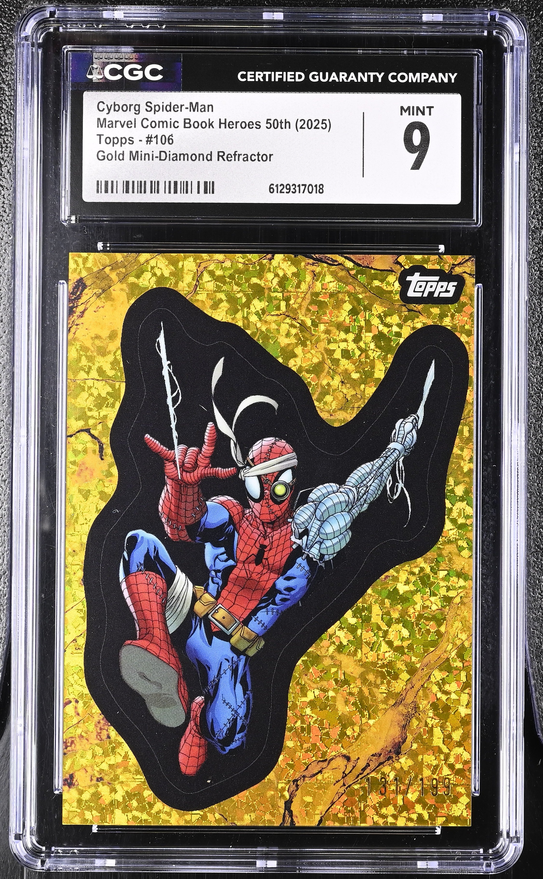 CGC 9 2025 Topps Comic Book Heroes #106 Cyborg Spider-Man Gold Raywave 126/150