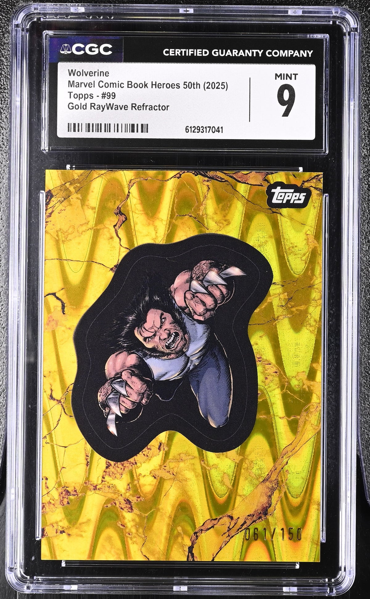 CGC 9 2025 Topps Marvel Comic Book Heroes #99 WOLVERINE Gold Raywave /150