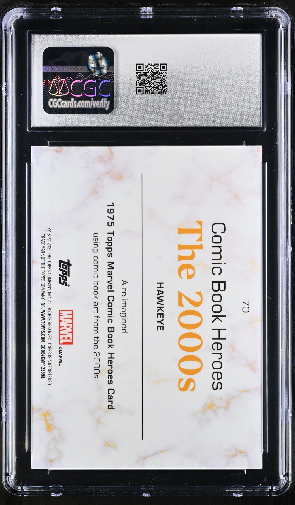 CGC 9.5 2025 Topps Marvel Comic Book Heroes #70 Hawkeye Gold Flake Shimmer 13/24