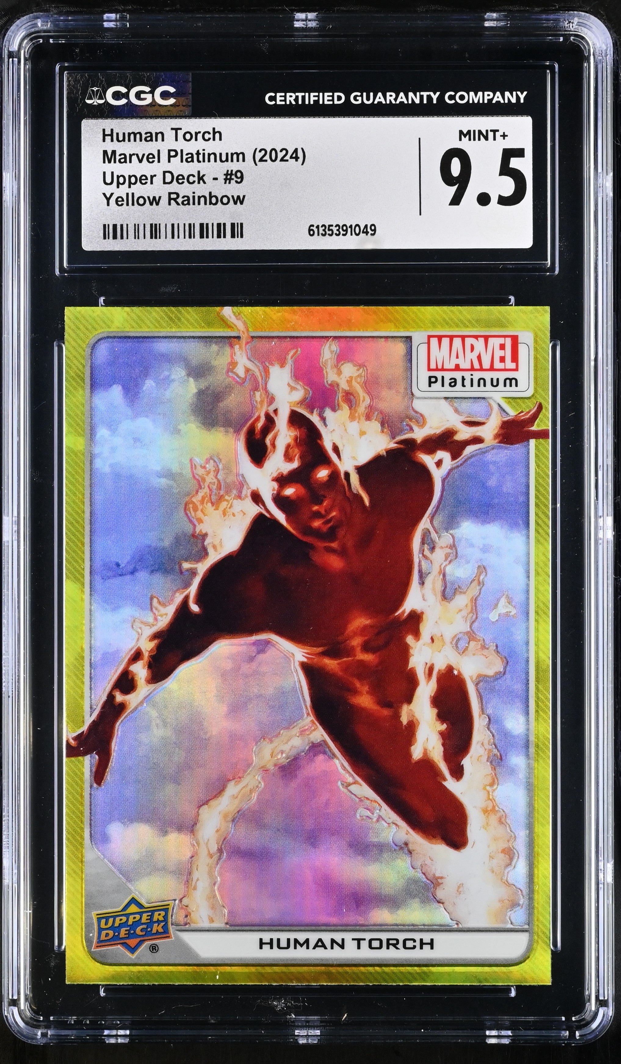 CGC 9.5 2022 Upper Deck Marvel Platinum #9 Human Torch Yellow Rainbow