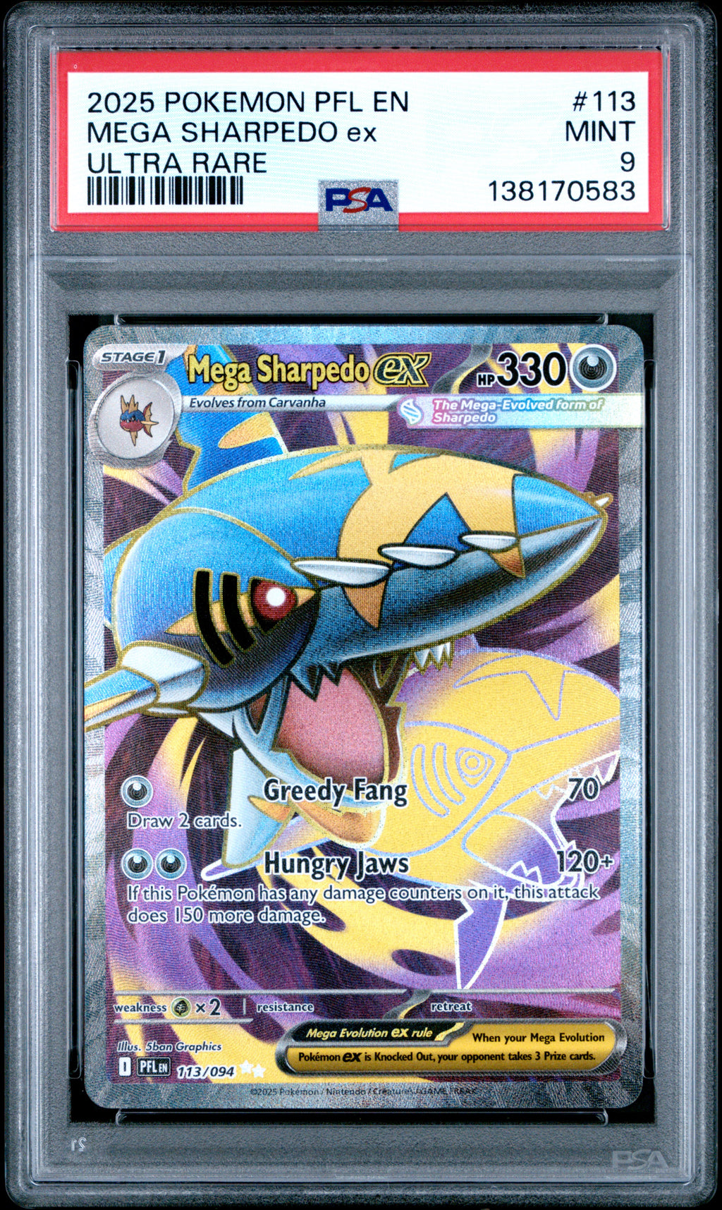 PSA 9 Mega Sharpedo ex #113