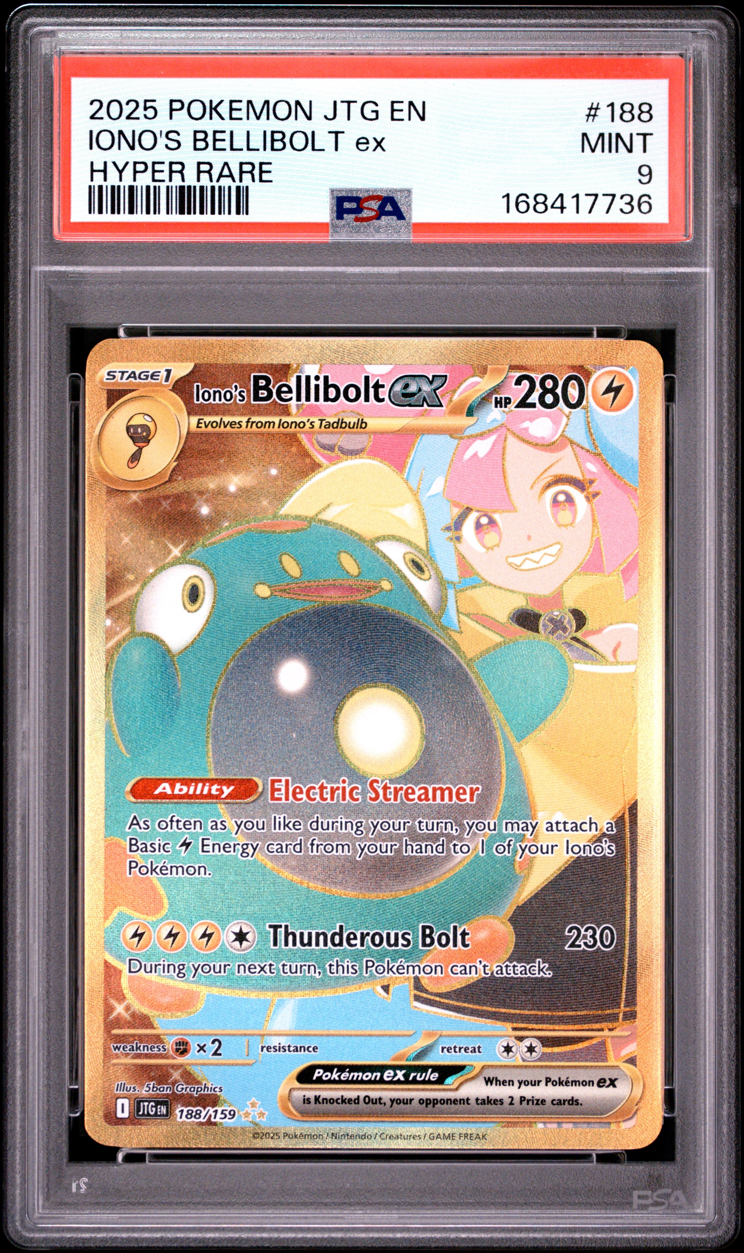 PSA 9 Iono's Bellibolt ex #188