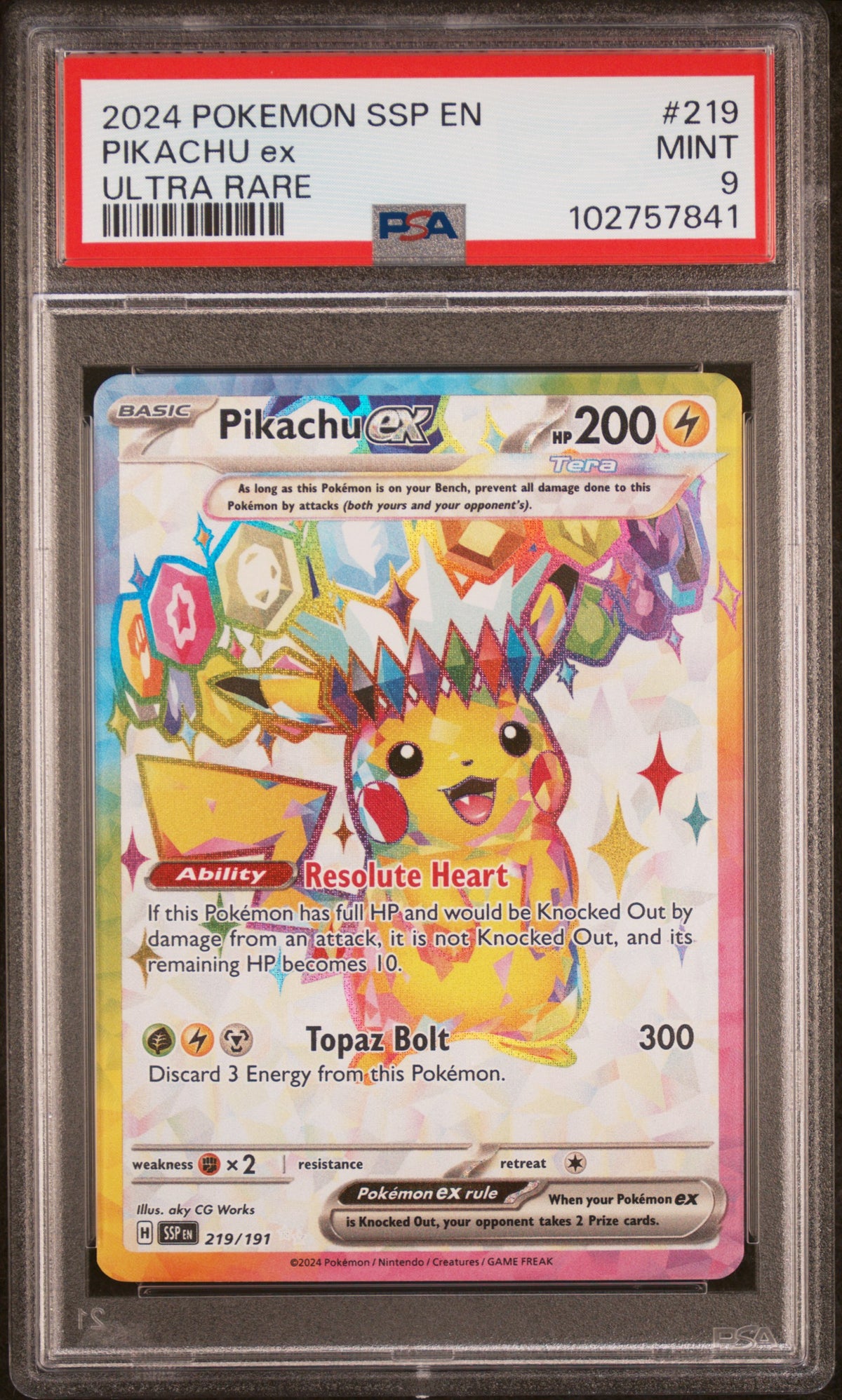 PSA 9 Pikachu ex #219