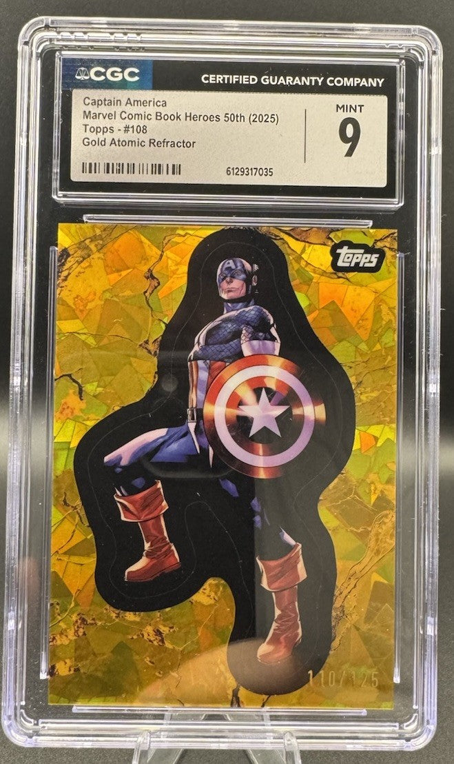CGC 9 2025 Marvel Comic Book Heroes #108 Captain America Gold Atomic 110/125