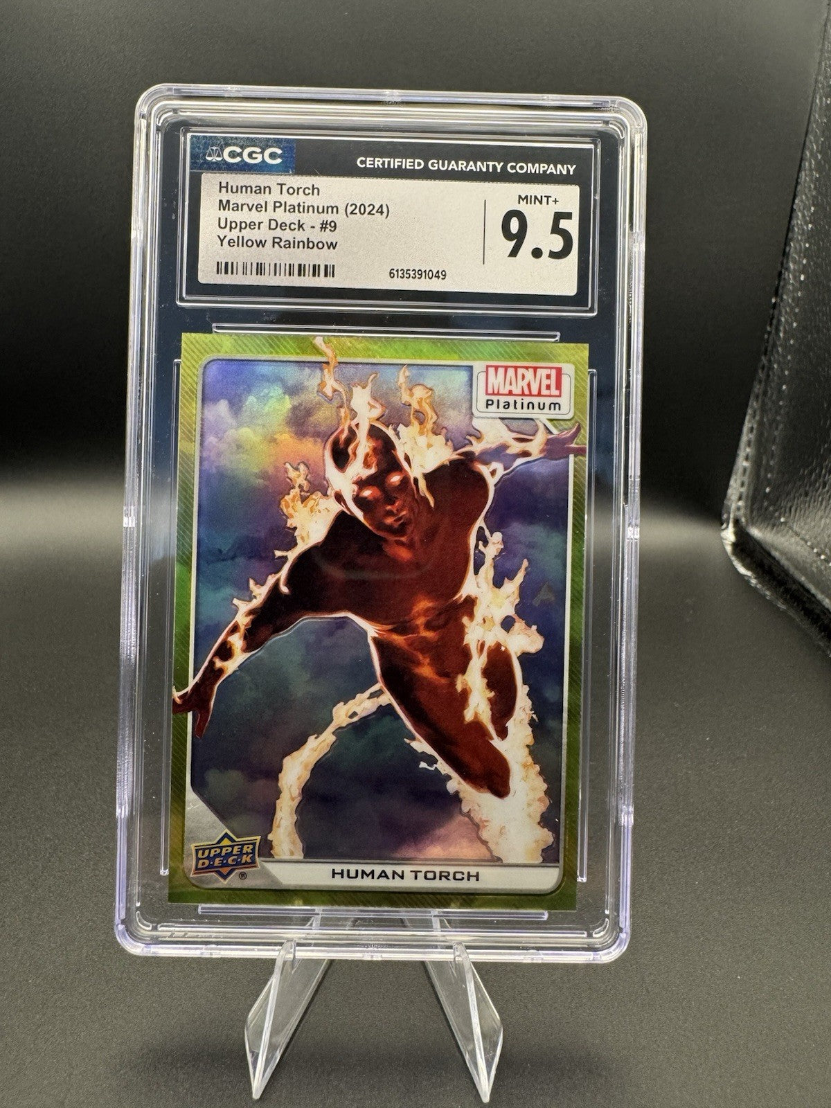 CGC 9.5 2022 Upper Deck Marvel Platinum #9 Human Torch Yellow Rainbow